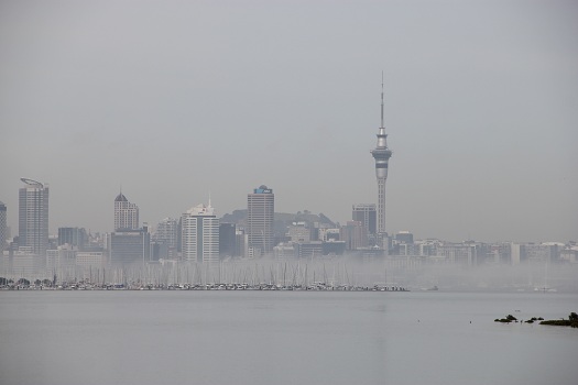 Auckland in winterlichem Nebel
