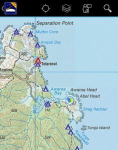 Nestfinder Pro: Points of Interest auf topographischer Karte