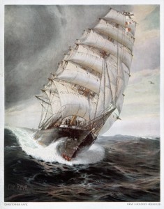 Ein Gemälde von Luckners Schiff, der SMS Seeadler.